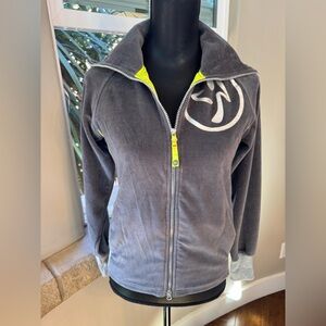 Zumba Fitness Velour Gray Full Zip Track Jacket Women’s Size Medium
